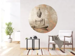 Sanders & Sanders Selbstklebende Runde Tapete Budha Beige Ø 140 cm 601126