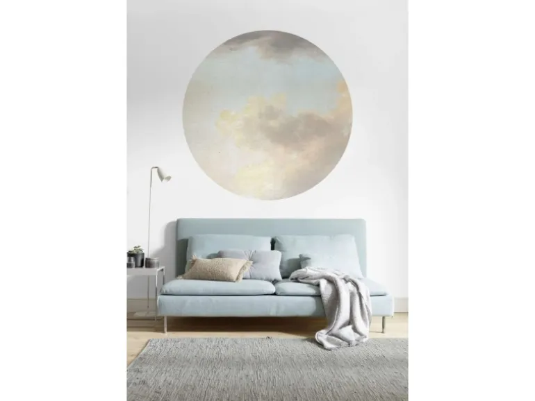 Sanders & Sanders Selbstklebende Runde Tapete Clous Blau und Beige Ø 125 cm 611729