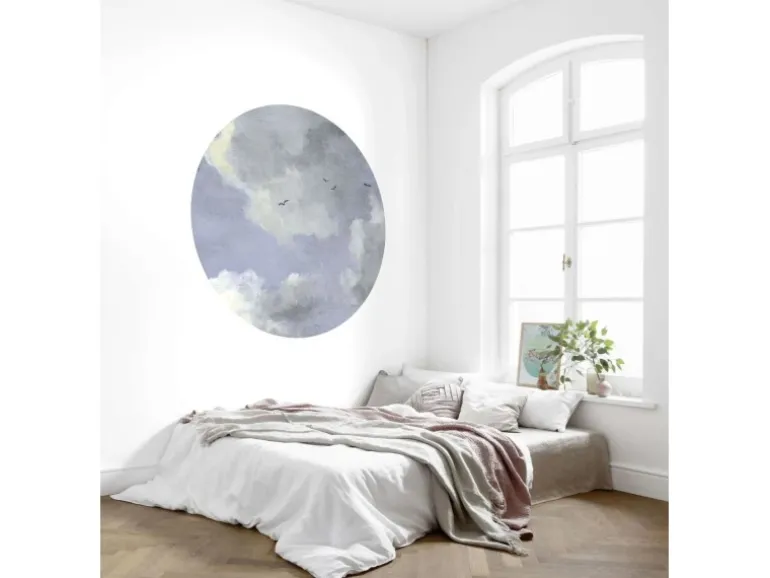 Sanders & Sanders Selbstklebende Runde Tapete Wolken Graublau Ø 125 cm 611771