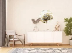Sanders & Sanders Selbstklebende Runde Tapete Blumen Gelb und Grau Ø 70 cm 601090