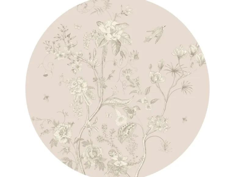Sanders & Sanders Selbstklebende Runde Tapete Blumenmuster Beige Ø 140 cm 601280