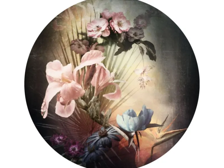Sanders & Sanders Selbstklebende Runde Tapete Blumen Rosa Blau und Grün Ø 125 cm 611736