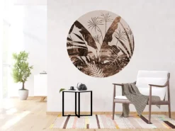 Sanders & Sanders Selbstklebende Runde Tapete Blätter Braun und Beige Ø 140 cm 601150