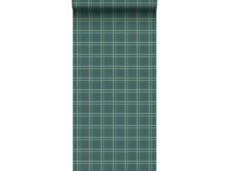 Sanders & Sanders Tapete Karomuster Dunkelgrün 53 cm x 10 m
