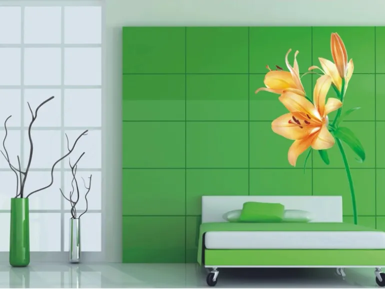 Sanders & Sanders Wandtattoo Blumen Orange und Grün 65 x 85 cm 600256