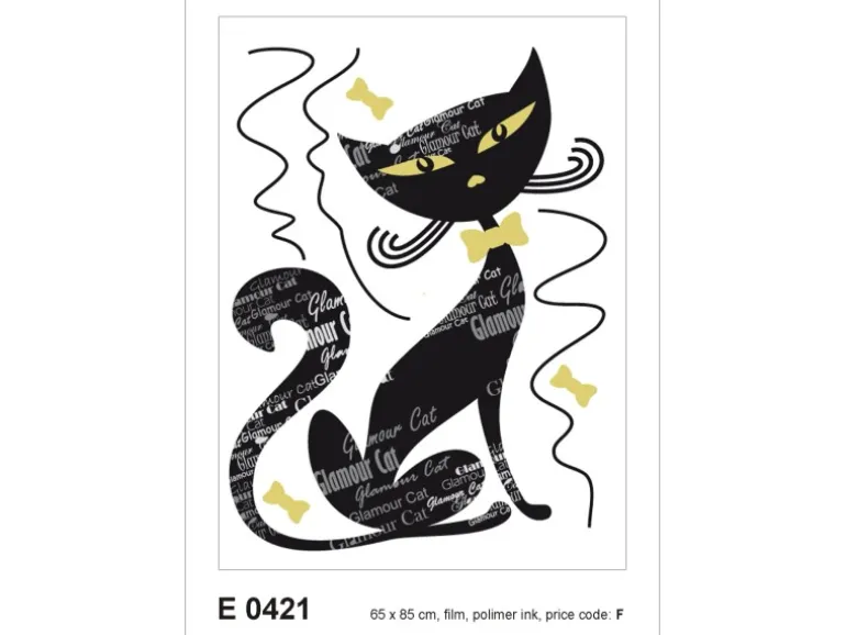 Sanders & Sanders Wandtattoo Katze Schwarz 65 x 85 cm 600246