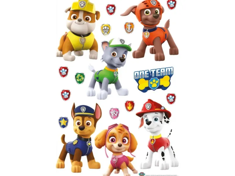Sanders & Sanders Wandtattoo Paw Patrol Braun Rot und Gelb 42,5 x 65 cm 600116