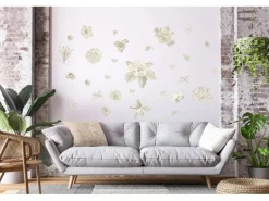 Sanders & Sanders Wandtattoo Blumen Grau 85 x 65 cm 601351
