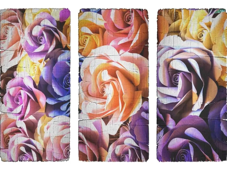 Sanders & Sanders Wandtattoo Rosen Lila Gelb und Orange 42,5 x 65 cm 600322