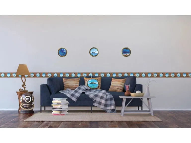 Sanders & Sanders Wandtattoo Meerblick Blau 65 x 85 cm 600267