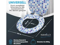 Sanilo WC Sitz mit Absenkautomatik Mosaik Blau, Hochwertiger und Stabiler Toilettendeckel aus Holz