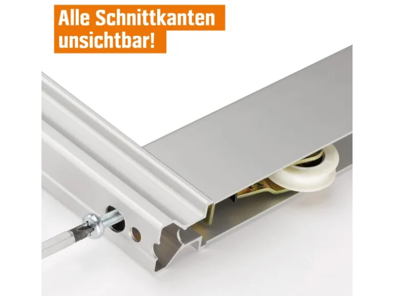 Schiebetür-Bau-Set Kniestock Profil Silber Dekor Reinweiß 1022 x 1400 mm