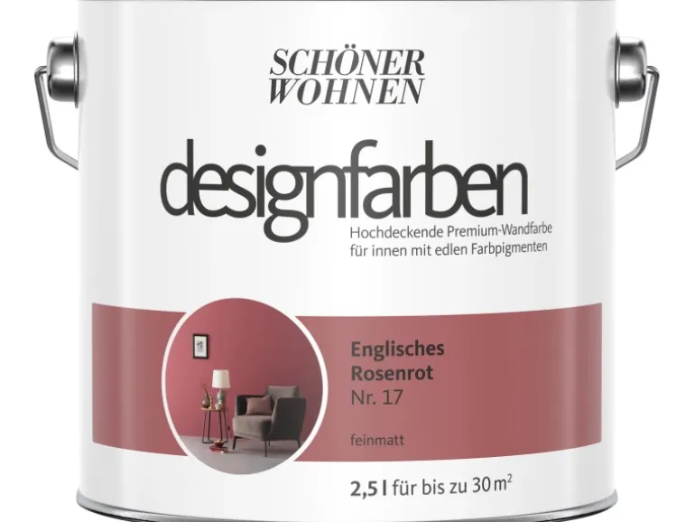 Schöner Wohnen Designfarben Englisches Rosenrot matt 2,5 l