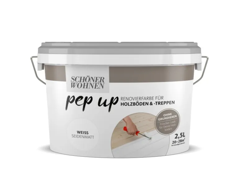 Schöner Wohnen pep up Renovierfarbe für Holzböden und -treppen Weiß 2,5 L