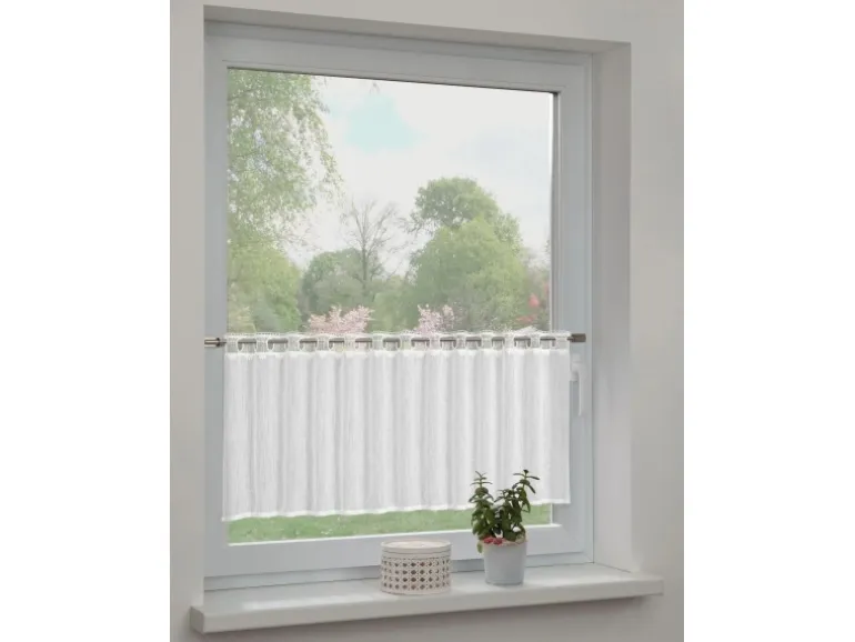 Sehlbach Bistrogardine mit Stangendurchzug Border Top 135 cm x 45 cm Weiß