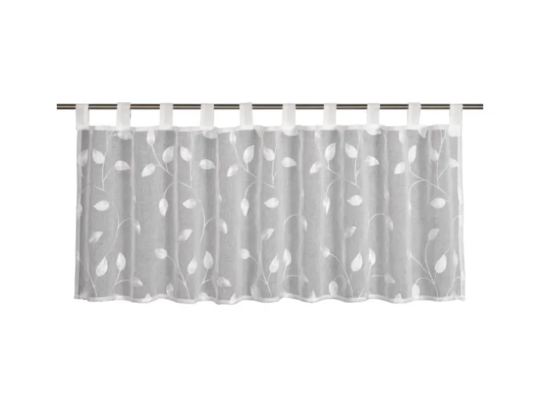 Sehlbach Bistrogardine mit Schlaufen Rankenstickerei 135 cm x 45 cm Weiß