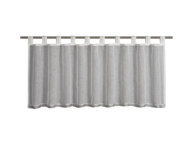 Sehlbach Bistrogardine mit Schlaufen Shiny Border 135 cm x 45 cm Weiß