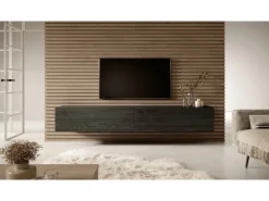 Selsey TV-Hängeboard Bisira 200 cm Holzoptik Esche Schwarzgrau