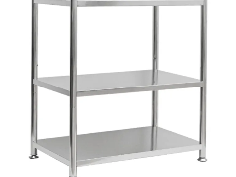 shelfr Edelstahl Schwerlastregal bis 120 kg auf 3 Ebenen 74 x 41 x 77 cm