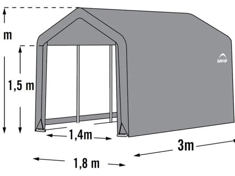 ShelterLogic Foliengerätehaus 5,4 m² Grau 180 cm x 300 cm