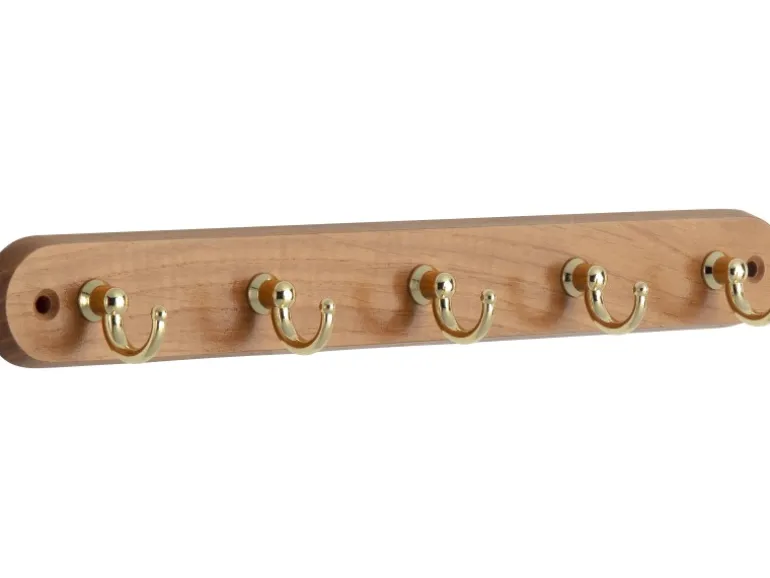 Siro Schlüsselleiste 749 Metall Eiche Messing Länge 300 mm 5 Haken FSC®