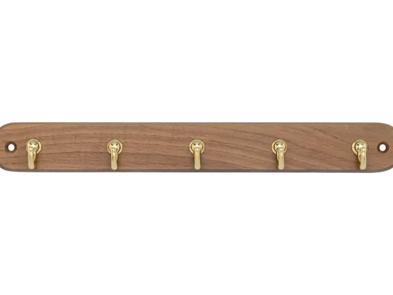 Siro Schlüsselleiste 749 Metall Eiche Messing Länge 300 mm 5 Haken FSC®