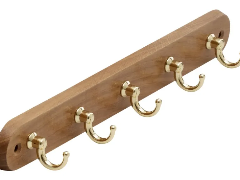 Siro Schlüsselleiste 749 Metall Eiche Messing Länge 300 mm 5 Haken FSC®