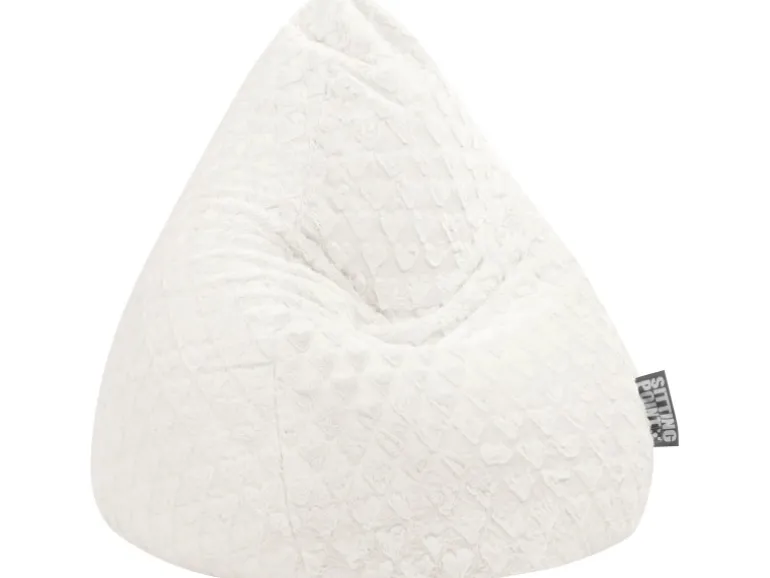 Sitting Point Sitzsack BeanBag Fluffy 220 l Weiß Herz-Muster