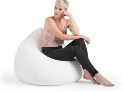 Sitting Point Sitzsack BeanBag Fluffy 220 l Weiß Herz-Muster