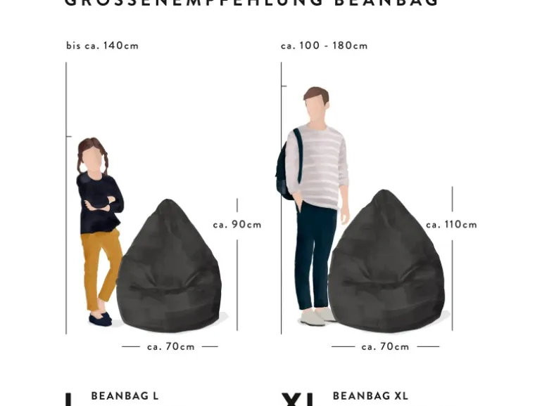 Sitting Point Sitzsack BeanBag Fluffy 220 l Weiß Herz-Muster