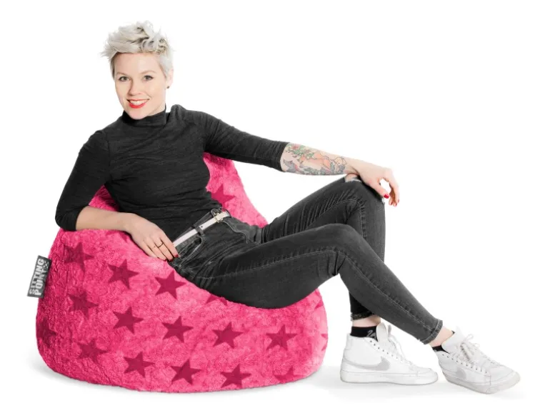 Sitting Point Sitzsack BeanBag Fluffy 220 l Pink Sternen-Muster