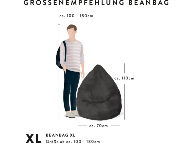 Sitting Point Sitzsack Brava BeanBag 220 l Grau