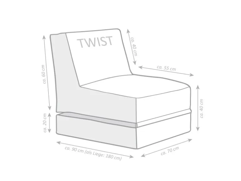 Sitting Point Sitzsack Twist Scuba 300 l Grau