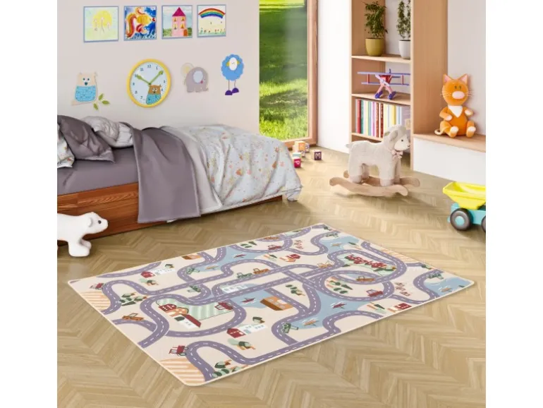 Snapstyle Kinder Spiel Straßenteppich Beige 200x300cm