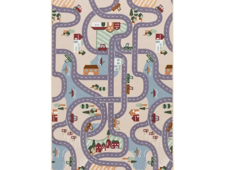 Snapstyle Kinder Spiel Straßenteppich Beige 200x300cm