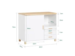 SoBuy Aktenschrank Druckertisch mit 3 Schubladen und 1 Tür Sideboard für Büro ASK07-WN