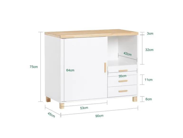 SoBuy Aktenschrank Druckertisch mit 3 Schubladen und 1 Tür Sideboard für Büro ASK07-WN