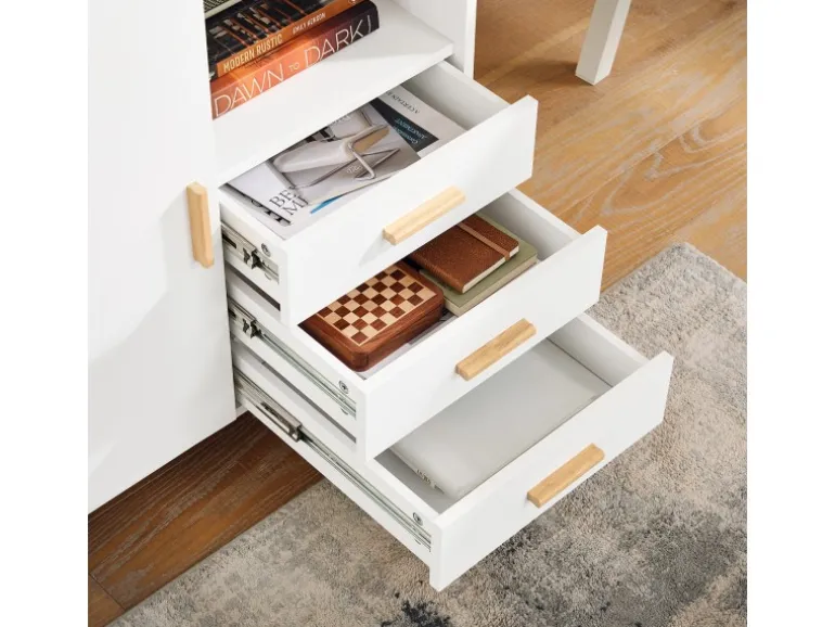 SoBuy Aktenschrank Druckertisch mit 3 Schubladen und 1 Tür Sideboard für Büro ASK07-WN