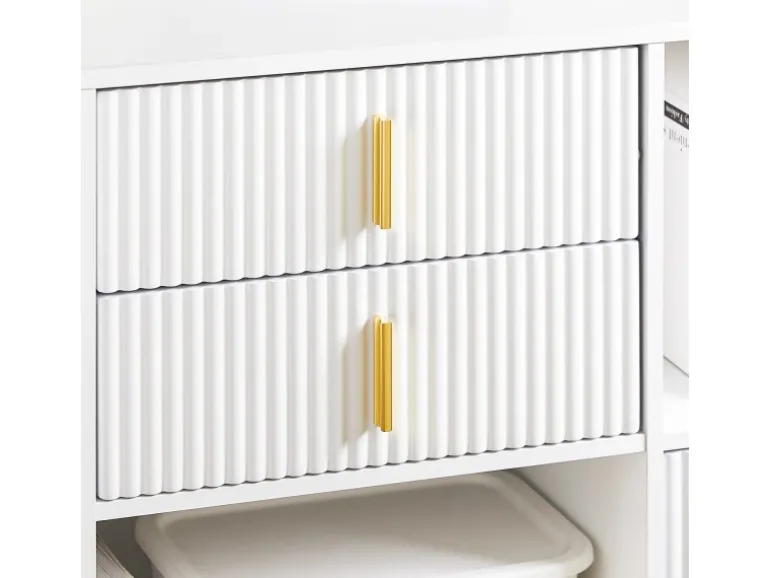 SoBuy Aktenschrank Druckertisch mit 3 Schubladen Sideboard für Büro Weiß ASK11-W