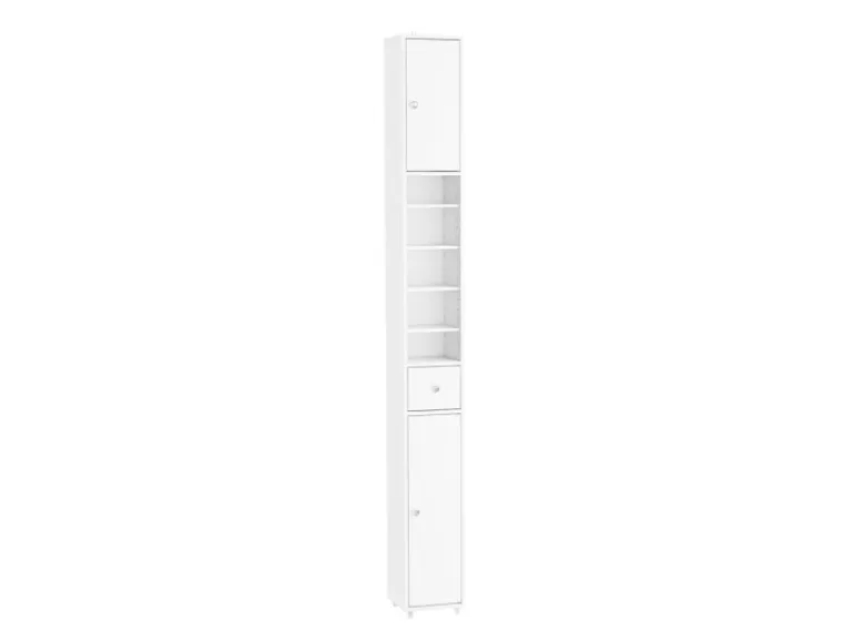 SoBuy Badezimmerschrank Hochschrank Badregal mit 6 Einlegeböden 20x180x20cm BZR34-II-W