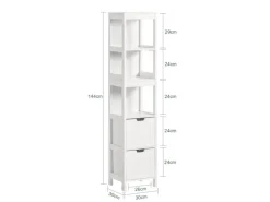 SoBuy Badezimmerschrank Hochschrank mit 2 Körben Badregal 30x144x30cm Weiß FRG126-W
