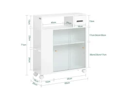 SoBuy Badezimmerschrank Nischenregal mit Rollen Küchenregal Weiß BZR117-W