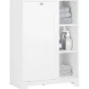 SoBuy Badschrank mit ausklappbarem Wäschesack Holz Weiß BZR105-W