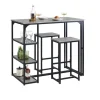 SoBuy Bartisch mit 2 Stühlen Esszimmer MDF Metall Grau OGT43-HG