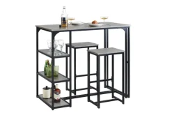 SoBuy Bartisch mit 2 Stühlen Esszimmer MDF Metall Grau OGT43-HG
