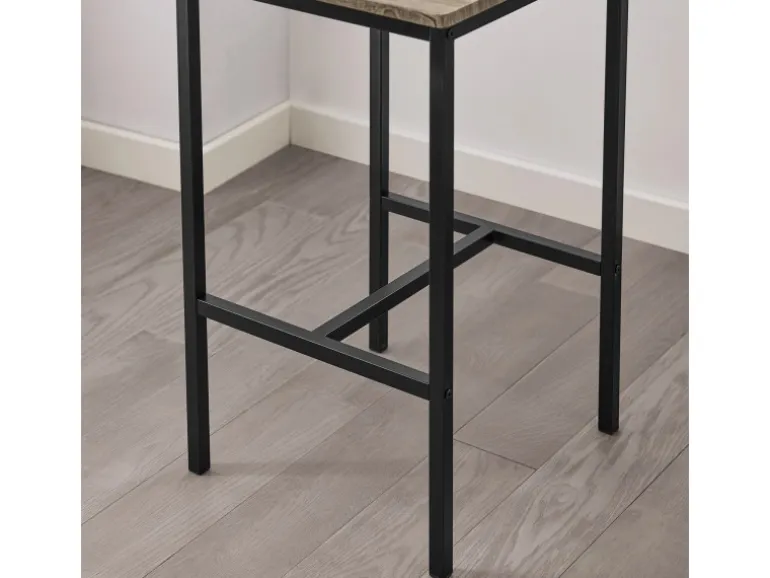 SoBuy Bartisch Set mit 2 Barhockern Holz Metall Natur Schwarz OGT03-N