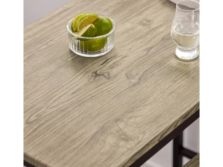SoBuy Bartisch Set mit 2 Barhockern Holz Metall Natur Schwarz OGT03-N