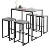 SoBuy Bartisch Set 5-teilig Essgruppe Esstisch mit 4 Hockern Grau-Schwarz OGT15-HG