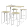 SoBuy Bartisch Set 5-teilig Essgruppe Esstisch mit 4 Hockern Weiß-Natur OGT15-WN