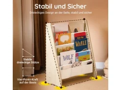 SoBuy Bücherregal Kinderregal mit 4 Stofffächern Zeitungsständer KMB50-N